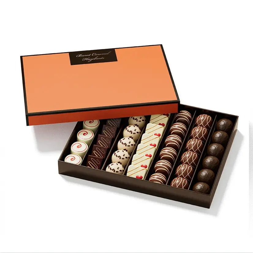 Bölücüler çekmece özelleştirilmiş baskı logosu ile geri dönüşümlü çikolata kutuları karton çikolata ambalajı kutusu