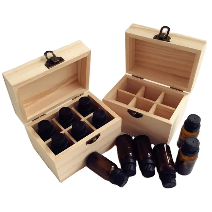 Kotak Botol Minyak Esensial Kayu Bambu 3/6 Slot, Kotak Minyak Esensial Kayu Doterra