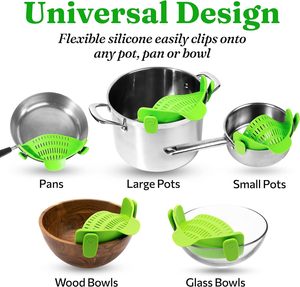 Kitchenware Supplier Adjustable Silicone Clip on Strainer for <strong>Pots</strong> Pans and Bowls Universal Design Pasta Kitchen <strong>Straining</strong> - Product Image 5