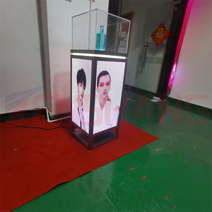 珠宝手表化妆品手机用3面4面独立式豪华拉丝铝柜带发光二极管显示屏