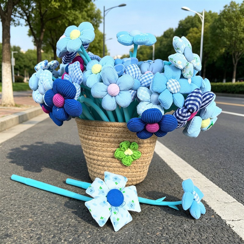 Bolígrafo de flores-serie azul-compra 50 y obtén un cubo gratis-05mm