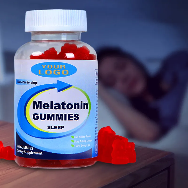 Grosir tidur bantuan mendalam Melatonina/Melatonin permen Gummies dengan Vitamin B6 minyak rami Ashwagandha l-theanine 5-HTP