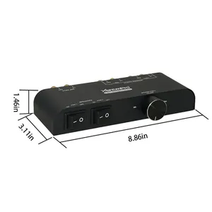 4-Way USB <strong>2</strong>.0 Stereo Speaker <strong>Switch</strong> with Volume Control Non-Slip Metal Box <strong>1</strong>-In <strong>2</strong>-Out Pair Speaker Selector in Stock - Product Image 4