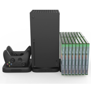 แท่นชาร์จคู่สำหรับ Xbox Series X เครื่องเล่นเกมแท่นชาร์จแบบคู่อุปกรณ์เสริม3-in-1ไฟสีฟ้าแนวตั้งขาตั้งแผ่นเกม - Product Image 2