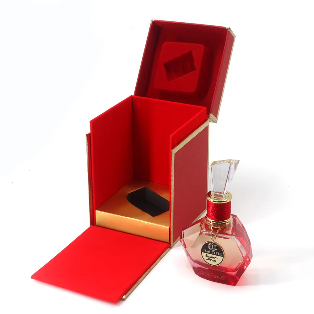 O perfume vermelho luxuoso amigável do eco feito sob encomenda encaixota o projeto que faz a caixa de empacotamento vazia do frasco de perfume para perfumes