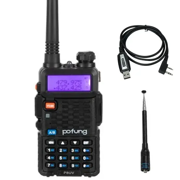 Baofeng P8UV Walkie Talkie 5W Dual Band iki yönlü FM VHF UHF el Woki Toki ile