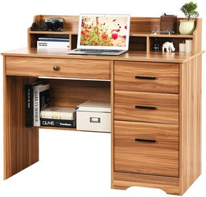 Escritorio para ordenador con cajones y aparador Escritorio para oficina en casa con cajón de archivos, mesa de estudio para lugares pequeños - Product Image 1