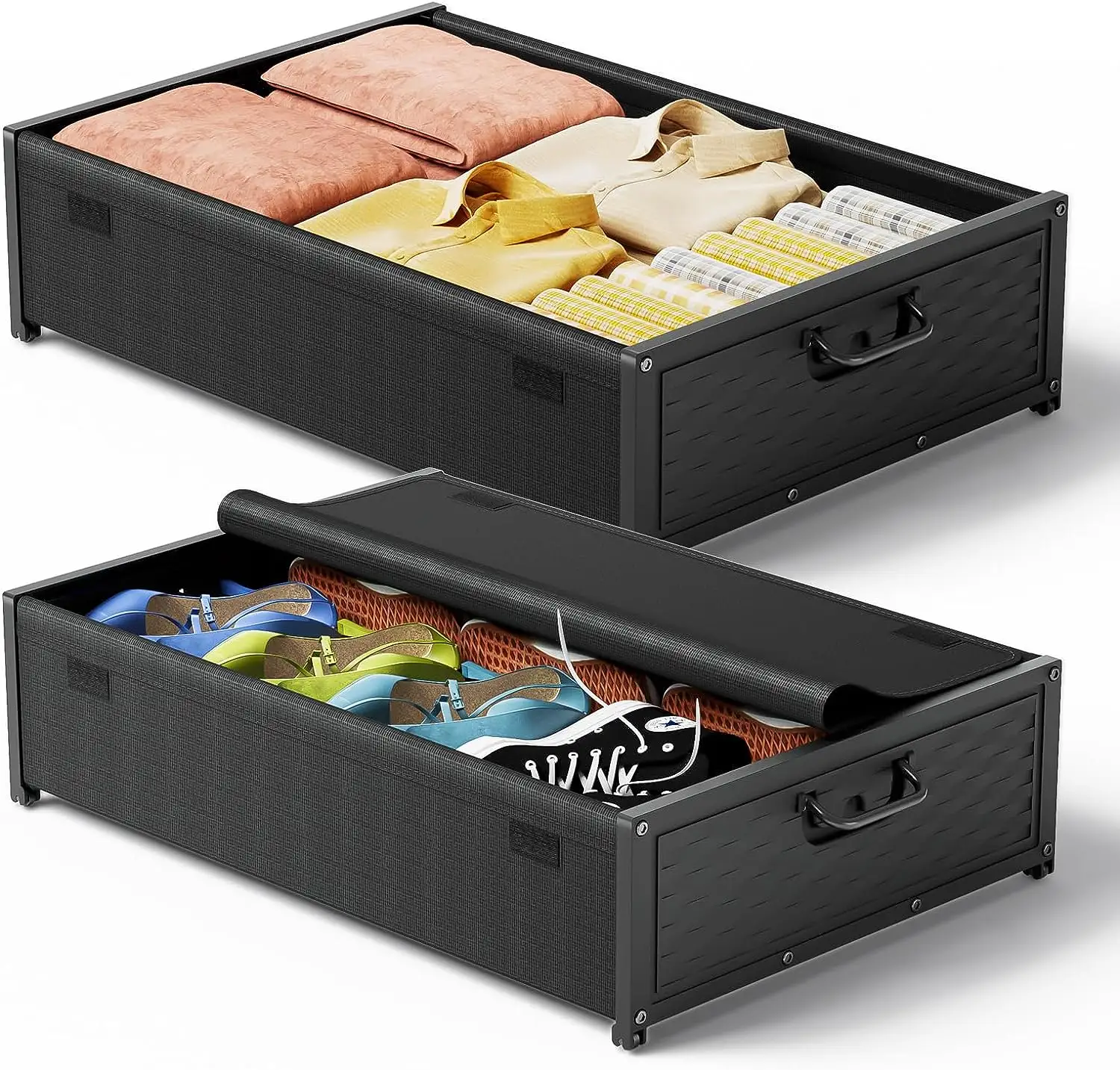 Складные контейнеры для хранения под кроватью с колесами под кроватью, органайзер для хранения обуви для спальни