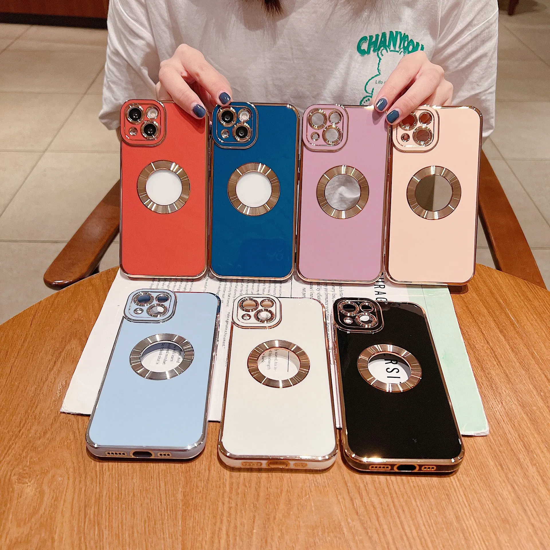 Fashion Lens Protection Plating Soft TPU Shockproof Logo Hole Phone Cover 6D Luxury Phone Case for iPhone 11/12/13/Pro/Max