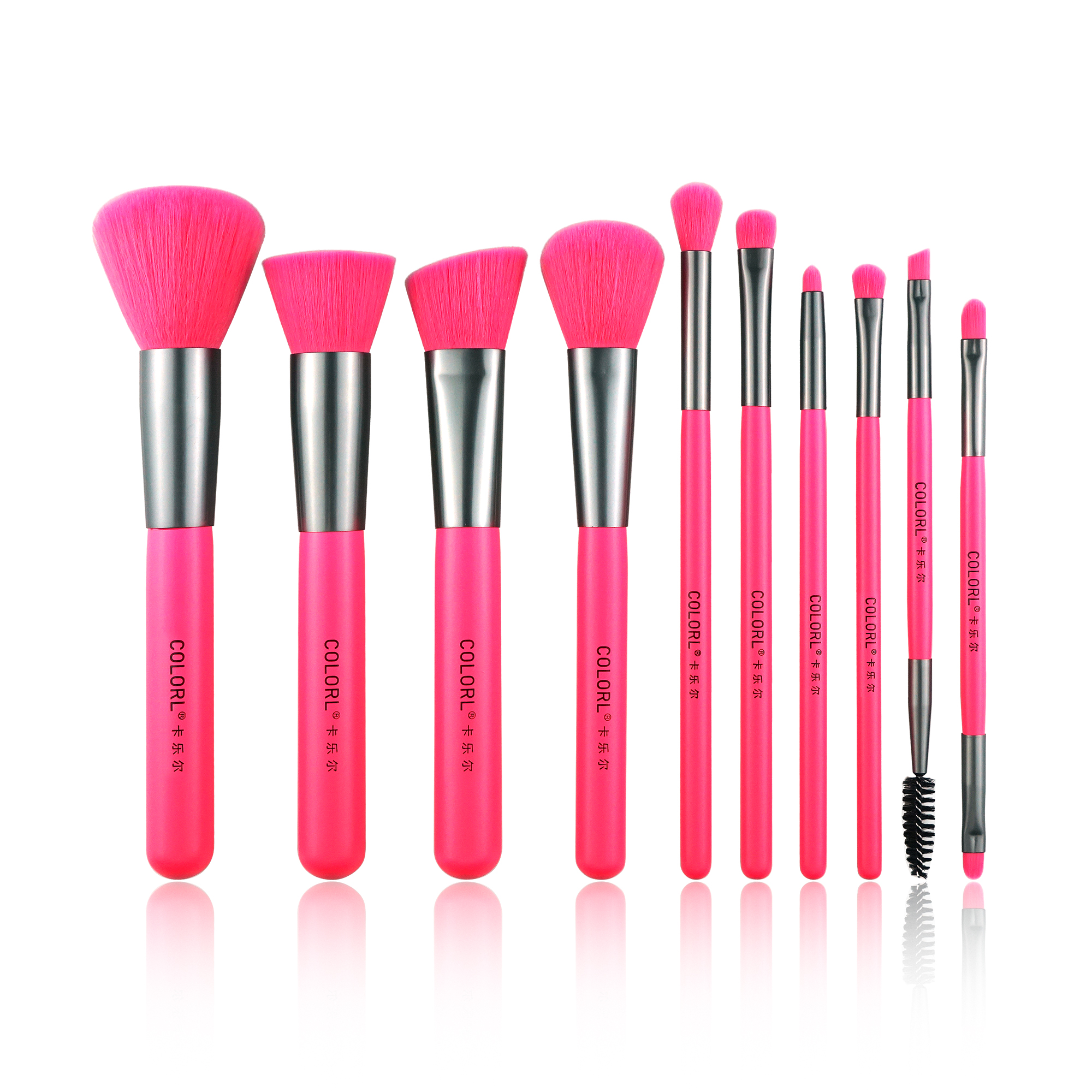 10PCs Neon Pink Brush Set