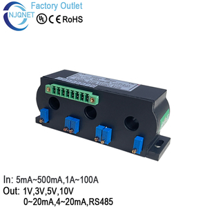 Sensore di corrente trifase QN3DB1 AC 50mA 100mA 1A 5A 10A 20A 50A 100A / 4-20mA 0-5V 0-10V RS485 trasduttore di corrente trifase