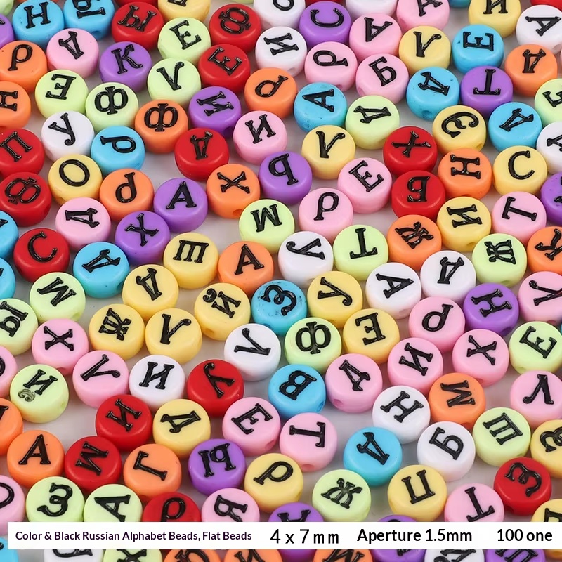 cuentas planas de letras rusas negras