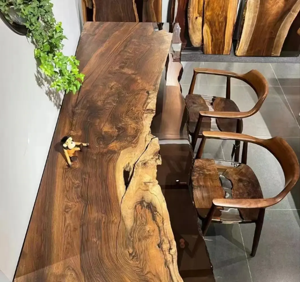 Suministro de fábrica American Walnut Burl Silla de madera maciza para mesa de comedor y muebles de salón