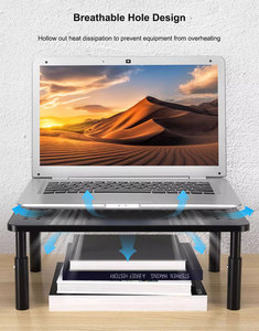 Multi <strong>Functional</strong> 3 Gears Height Adjustable Shelf Storage Rack Desktop <strong>Computer</strong> <strong>Monitor</strong> Riser Laptop Cooling Stand Holder - Product Image 3