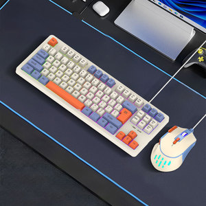 OEM 87キー混合カラーUSBワイヤードキーボードとマウスコンボタイプCワイヤードキーボードとマウスセットオフィスPC用ラップトップ - Product Image 6