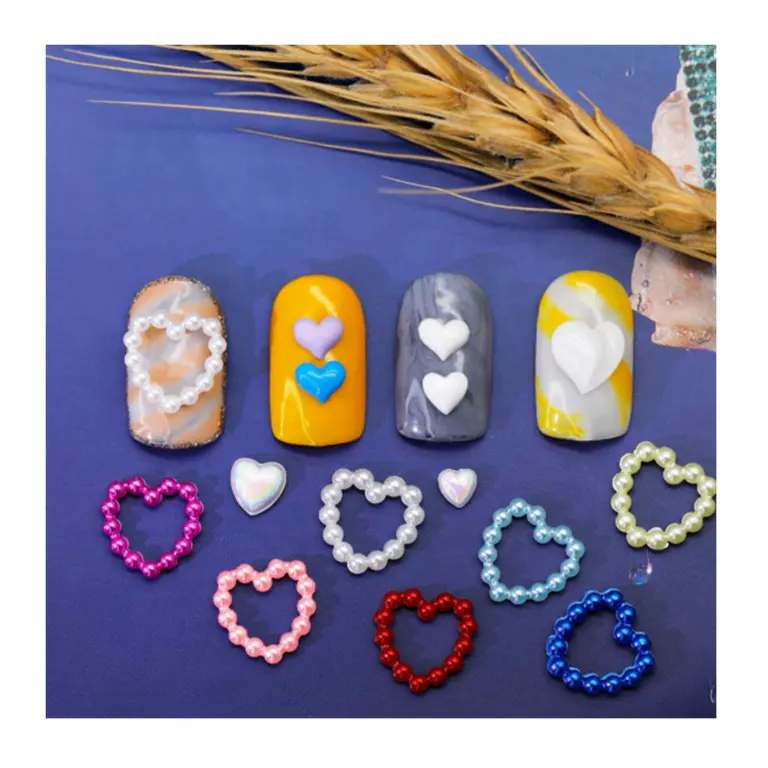 Beauty top 3D Pfirsich Herz Charms Multi Color Schmuck ausgehöhlte Nagel Zubehör für Nail Art
