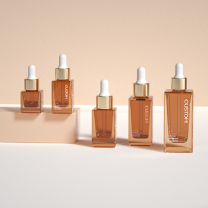 Envase para el cuidado de la piel Suero facial Botella cuentagotas de aceite esencial 5ml 10ml 15ml 30ml 50ml Botella de vidrio rectangular vacía - Product Image 5