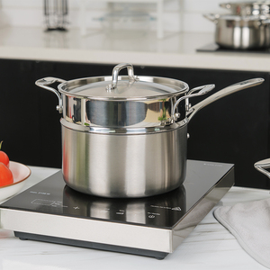 Nhà Bếp ba ply thép không gỉ <span class=keywords><strong>Cookware</strong></span> Set không dính nấu ăn Chảo chảo & stockpot với nắp thép vật liệu kim loại - Product Image 2