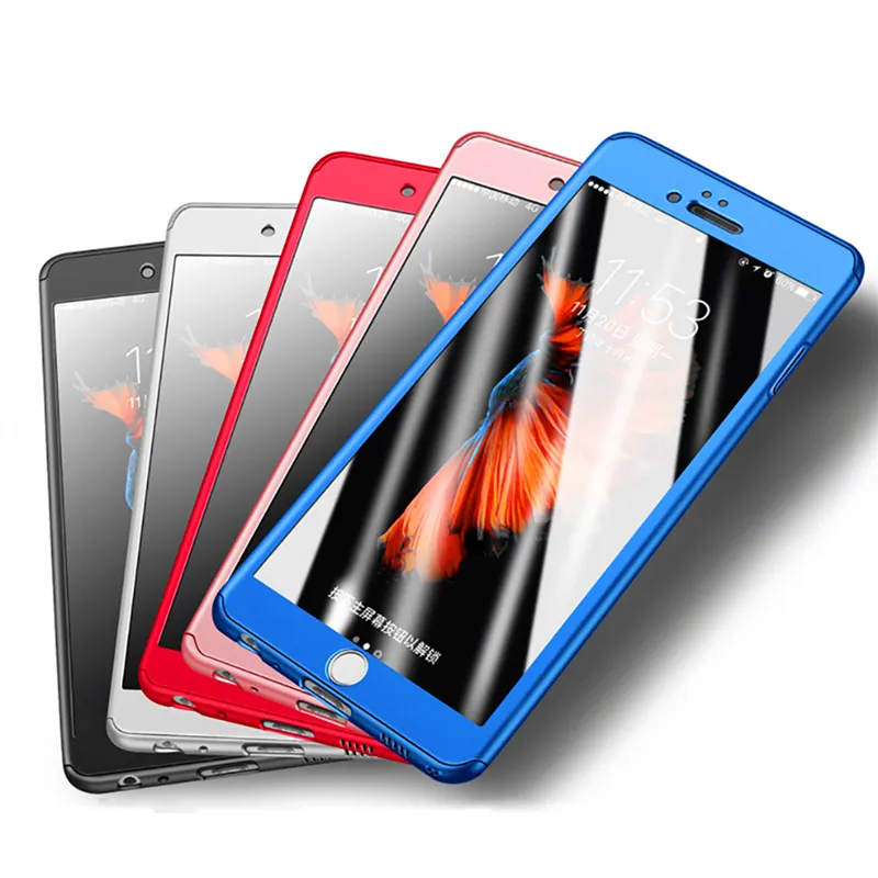 360 Volledige Cover Telefoon Case Voor Iphone 13 11 12 Pro Max X Xs Xr Se 2020 6S 7 8 Plus Hard Pc Beschermhoes Met Gehard Glas