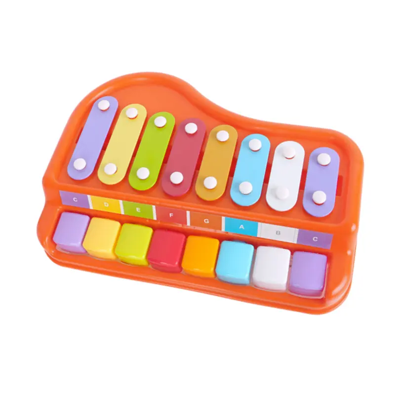 2024 Venda imperdível brinquedos de plástico para bebês 2 em 1 com 8 escalas piano clássico xilofone instrumentos musicais preços mini piano