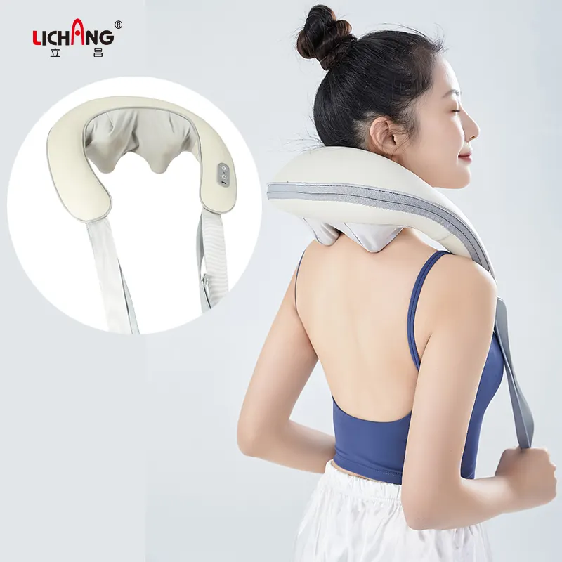 LICHANG 2024 caliente barato eléctrico ajustable espalda y cuello amasado hombro Shiatsu masajeador de cuello inteligente con calor