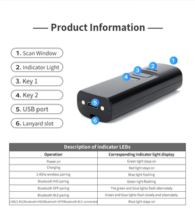 2D代码扫描仪迷你条形码扫描仪2.4g无线蓝牙兼容小型便携式USB 1D 2D条形码扫描仪库存 - Product Image 4
