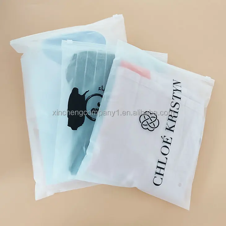 Bestseller recycelbare gefrostete Reiß verschluss tasche benutzer definierte Kunststoff verpackung durchsichtige Kunststoff-Druck verschluss beutel für Kleidung