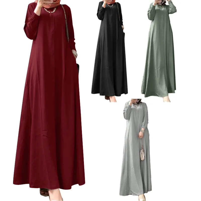 नई दुबई इस्लामी कपड़े बागे रमजान abaya मुस्लिम लंबी प्रार्थना पोशाक सादे ढीला महिलाओं प्रार्थना कपड़े