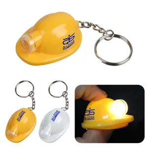 ロゴ付き安全ヘルメットハードハット型LED懐中電灯トーチキーホルダー