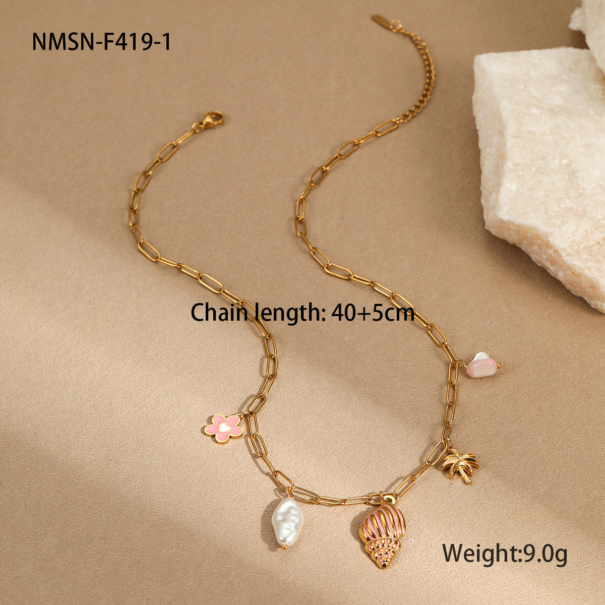 NMSN-F419-1 Pink Conch Necklace