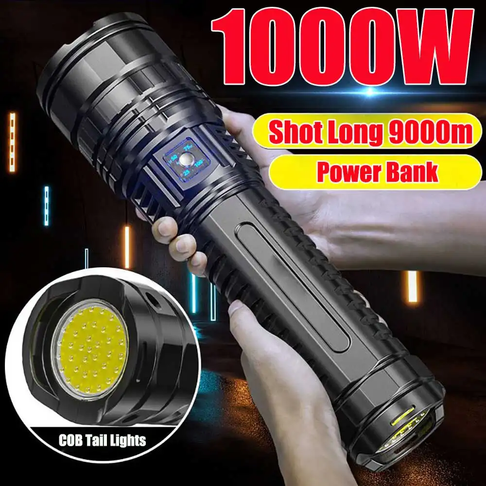 Helius Super Powerful Long Range LED Rechargeable Tactical 15000Mh Built-in Battery Emergency Spotlight Flashlight