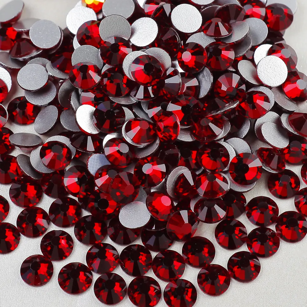 Populer Bling Siam merah potong tidak panas memperbaiki kaca datar kembali jumlah besar berlian imitasi untuk seni kuku