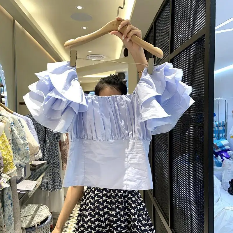 Camisa curta dongdaemun para o verão, camisa coreana do sul 2022