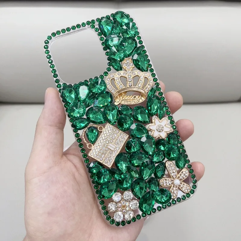 glitter diamond rhinestone electroplating gold stamp charms pearls private quality removable mobile phone cases