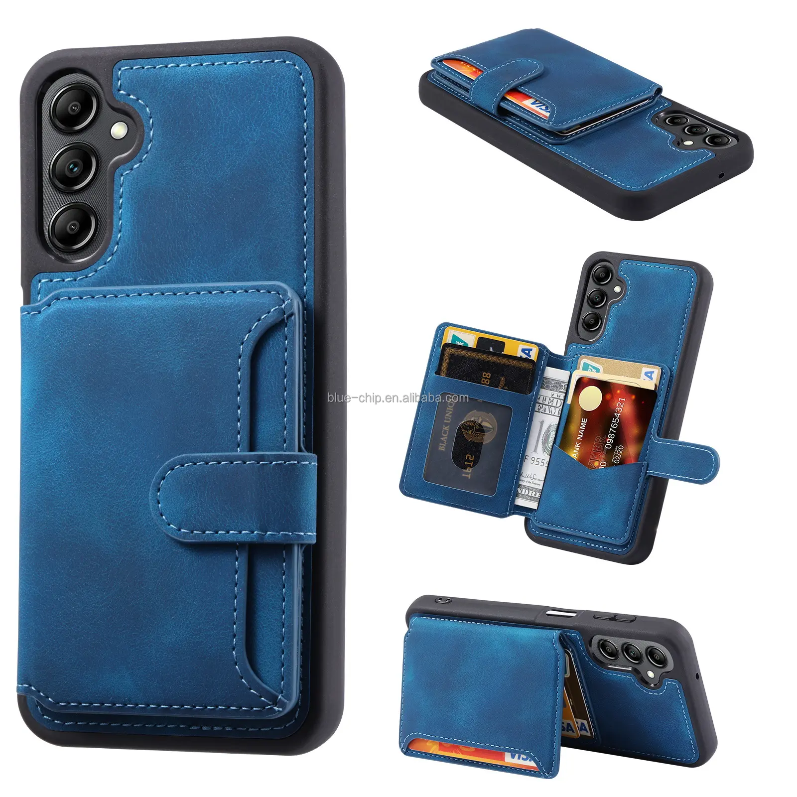 Funda de teléfono de cuero atascado de última moda de diseñador de lujo con tarjetero funda de teléfono para Samsung A34 A14 A54 5G