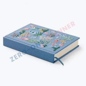 <strong>Custom</strong> Luxury Flower Floral Embroidery Foiling Linen Cloth Journal Hardcover Bound Personalized <strong>Printing</strong> Diary Planner <strong>Notebook</strong> - Product Image 3
