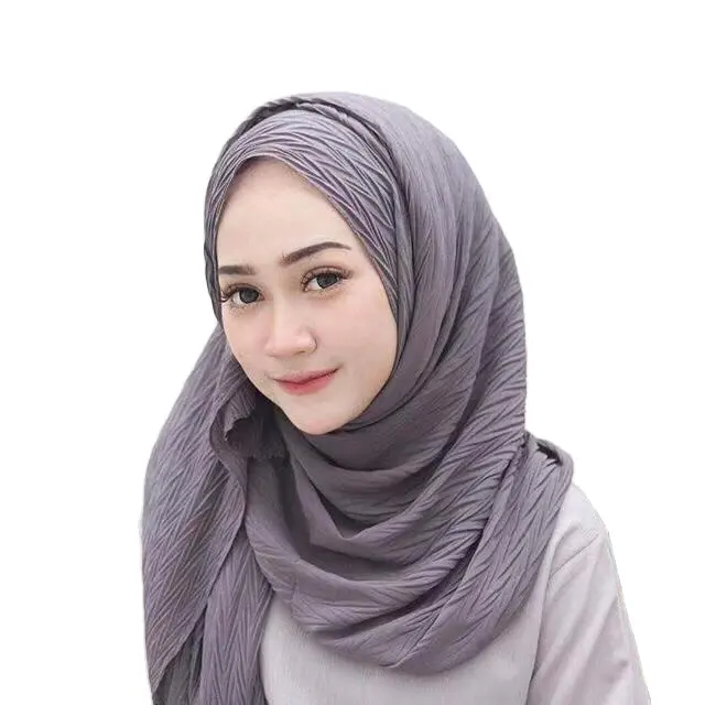 2020 Mới Đáng Yêu Crinkle Maxi Khăn Vùng Đồng Bằng Voan Đối Với Phụ Nữ Hồi Giáo Hijabs Khăn