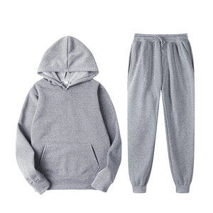 定制标志廉价冬季纯棉男女通用套头衫男式运动服慢跑裤和连帽衫套装 - Product Image 4