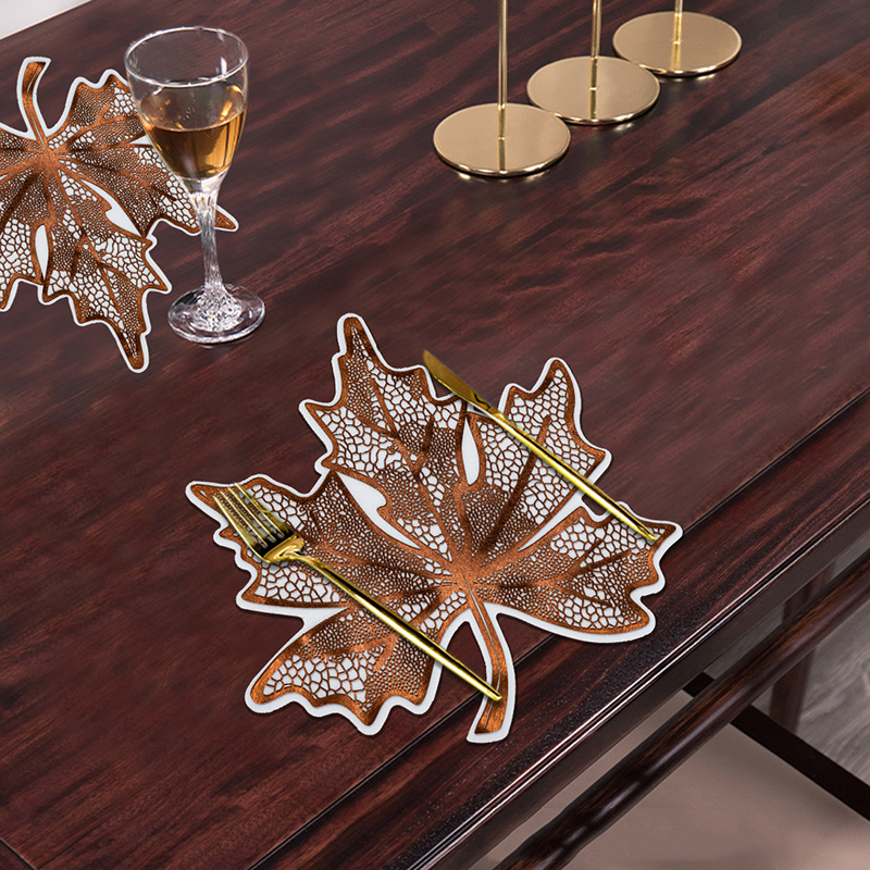 Rose Gold Flower Shape Irregular Eco PVC Placemats For Dinning Table