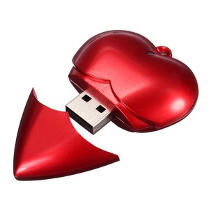 可爱婚礼主题u盘3.0闪存驱动器2GB 8g散装廉价塑料心形盒钥匙扣，带可定制标志u盘盒 - Product Image 1