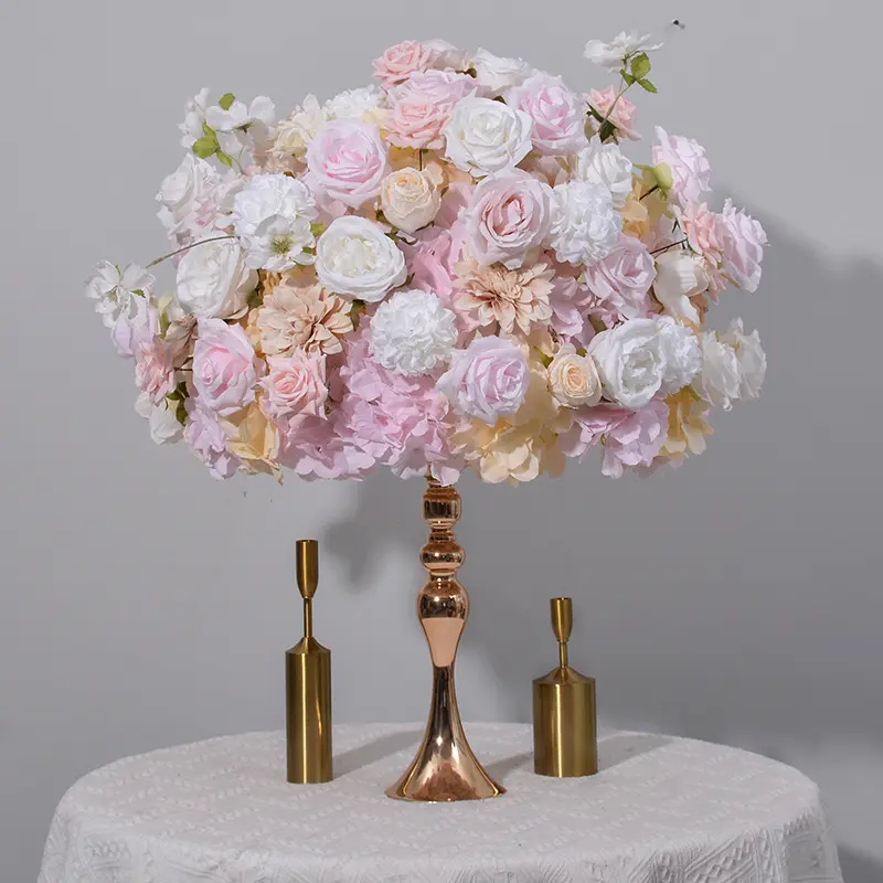 ลาเวนเดอร์สีม่วงแถวจัดงานแต่งงานBlushสีชมพูRose Garlandดอกไม้ตารางนักวิ่งตกแต่งงานแต่งงาน