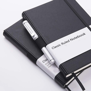 Benutzer definierte schwarze Leder A5 Journal Notebook Blank Rule Magic Design Wasserdichte Hardcover Elastic Closure String Sattel heftung - Product Image 2