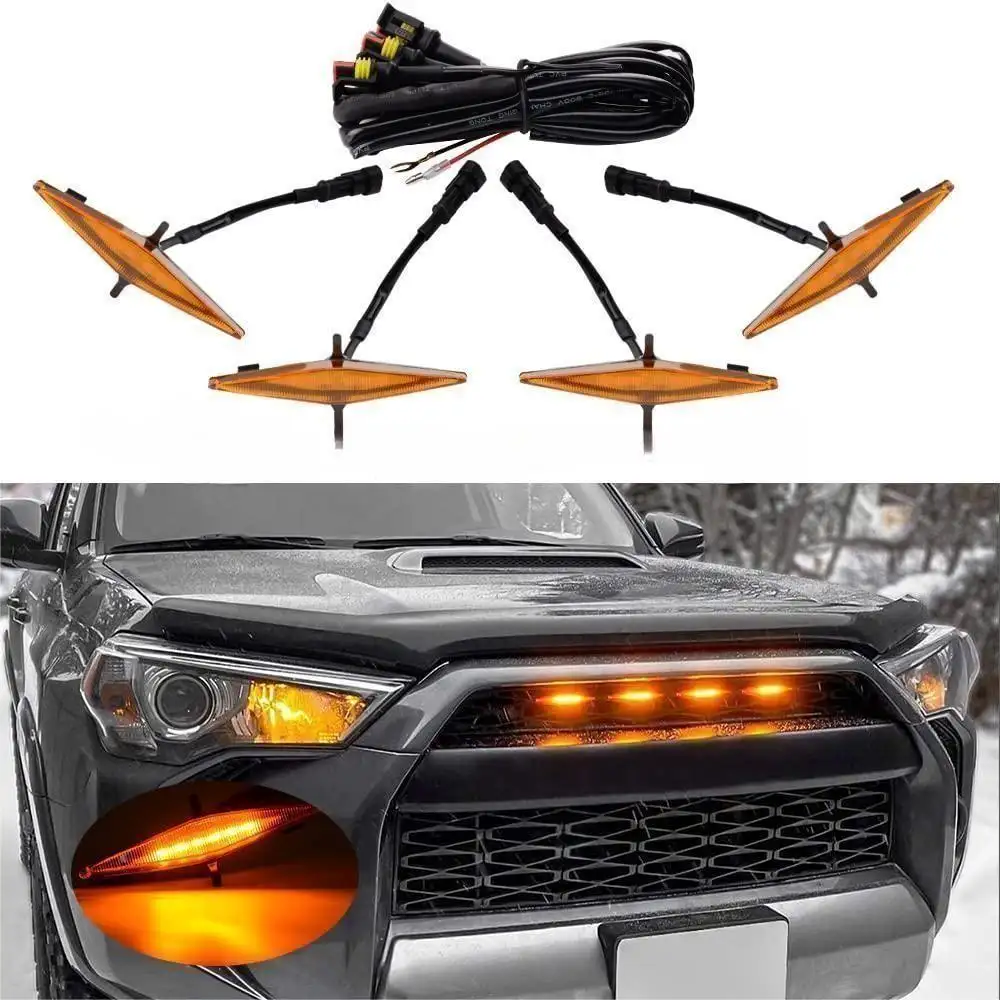 Lampu LED Amber 4 buah lampu Raptor kisi depan Aksesori Mobil untuk Toyota 4Runner TRD SR5