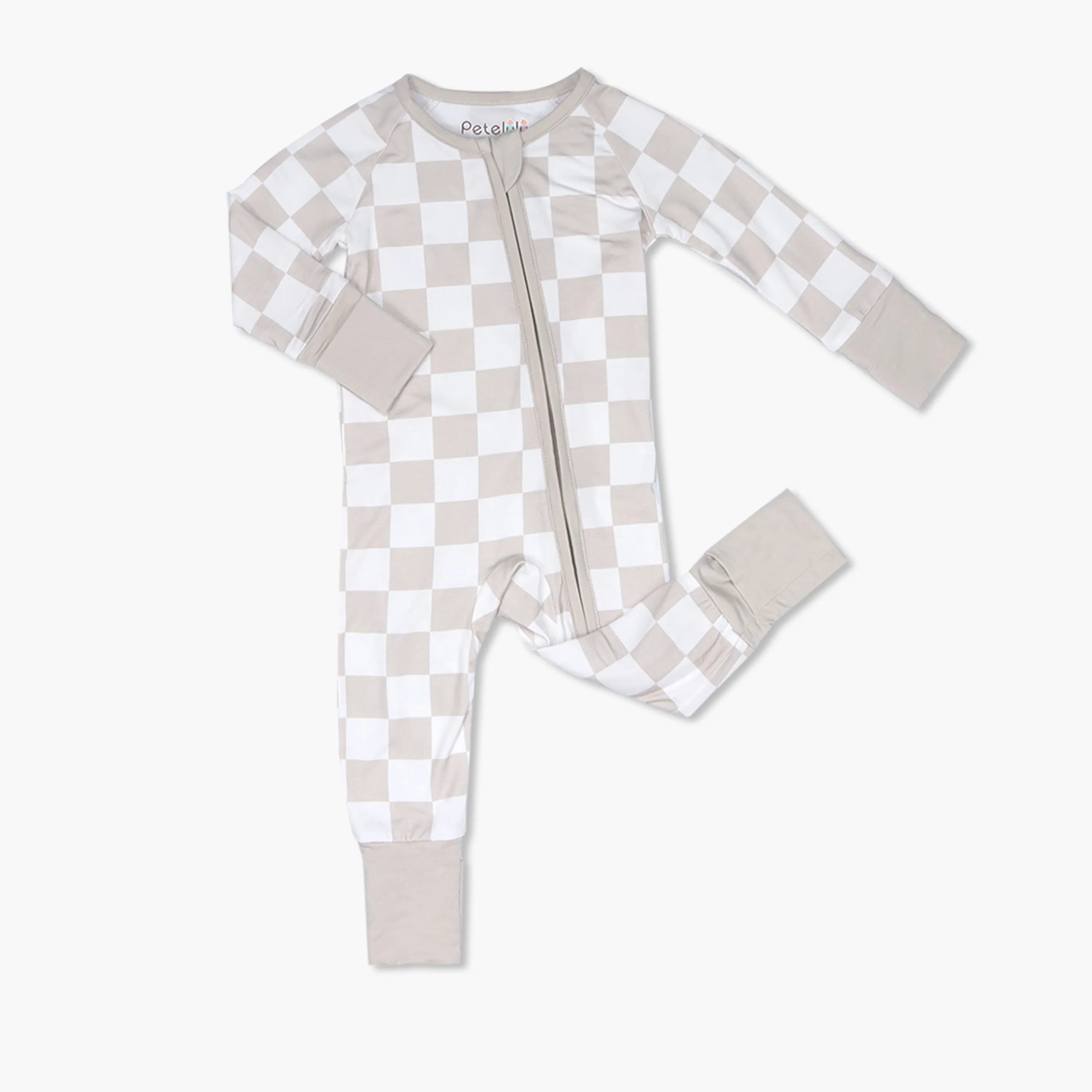 Neugeborene Baby Stram pler Soft Jumps uit Pyjamas aus wasserdichter Bambus faser Unisex 2-teiliges Kleidungs set karierter Babys chlafsack