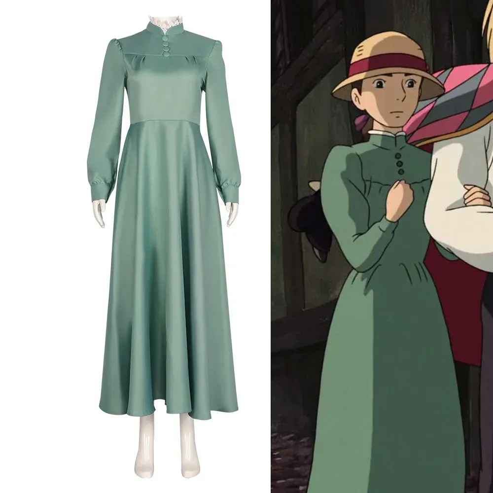 Howl's Moving Castle Sophie Hatter Cosplay Peruca Traje Mulheres Vestido Longo Anime Outfits Halloween Carnaval Party Suit