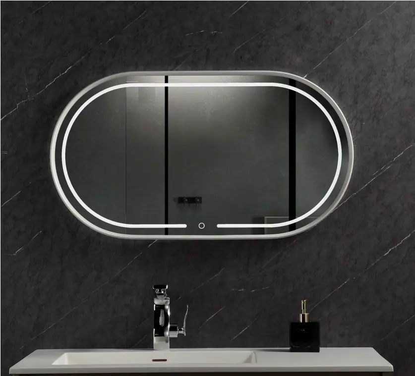 BODE מכירות חמות מואר מראה חדר אמבטיה מתג מגע מראה תאורת מראה אמבטיה