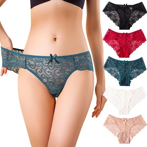 Calzoncillos transpirables de encaje <span class=keywords><strong>Sexy</strong></span> sin costuras de tiro bajo, ropa interior transparente elástica suave de tamaño europeo de EE. UU.
