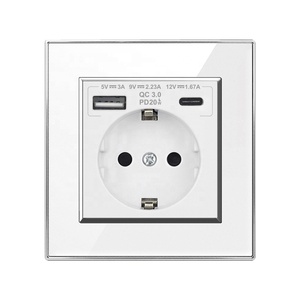 Usb c插座2插头快速充电器端口欧洲开关5/9/12v电源插座，带usb - Product Image 1