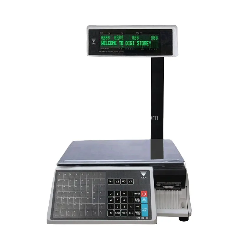مقياس سعر إلكتروني من DI GI بطباعة ملصقات وSM100PCS للبيع بالجملة، مقياس إلكتروني SM110P+ ميزان رقمي لمتاجر ديللي اللحوم
