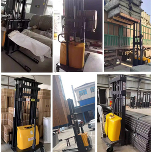 Herramientas de descarga de carga de vehículos, apilador de montacargas semieléctrico para caminar, apilador de palés eléctrico con CE